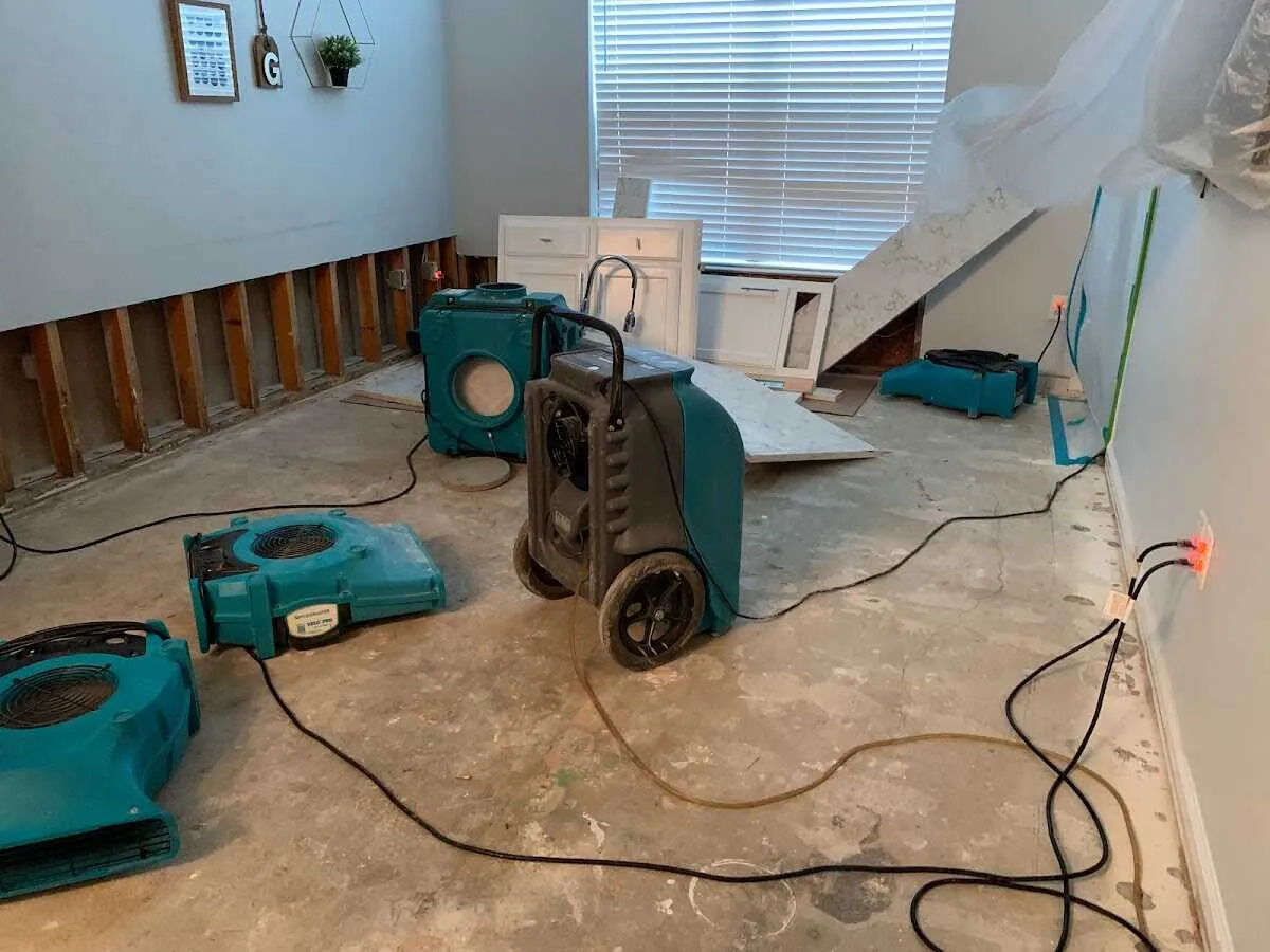 Dehumidifier in flood-cut room for Water Extraction & Removal in Fairview Heights